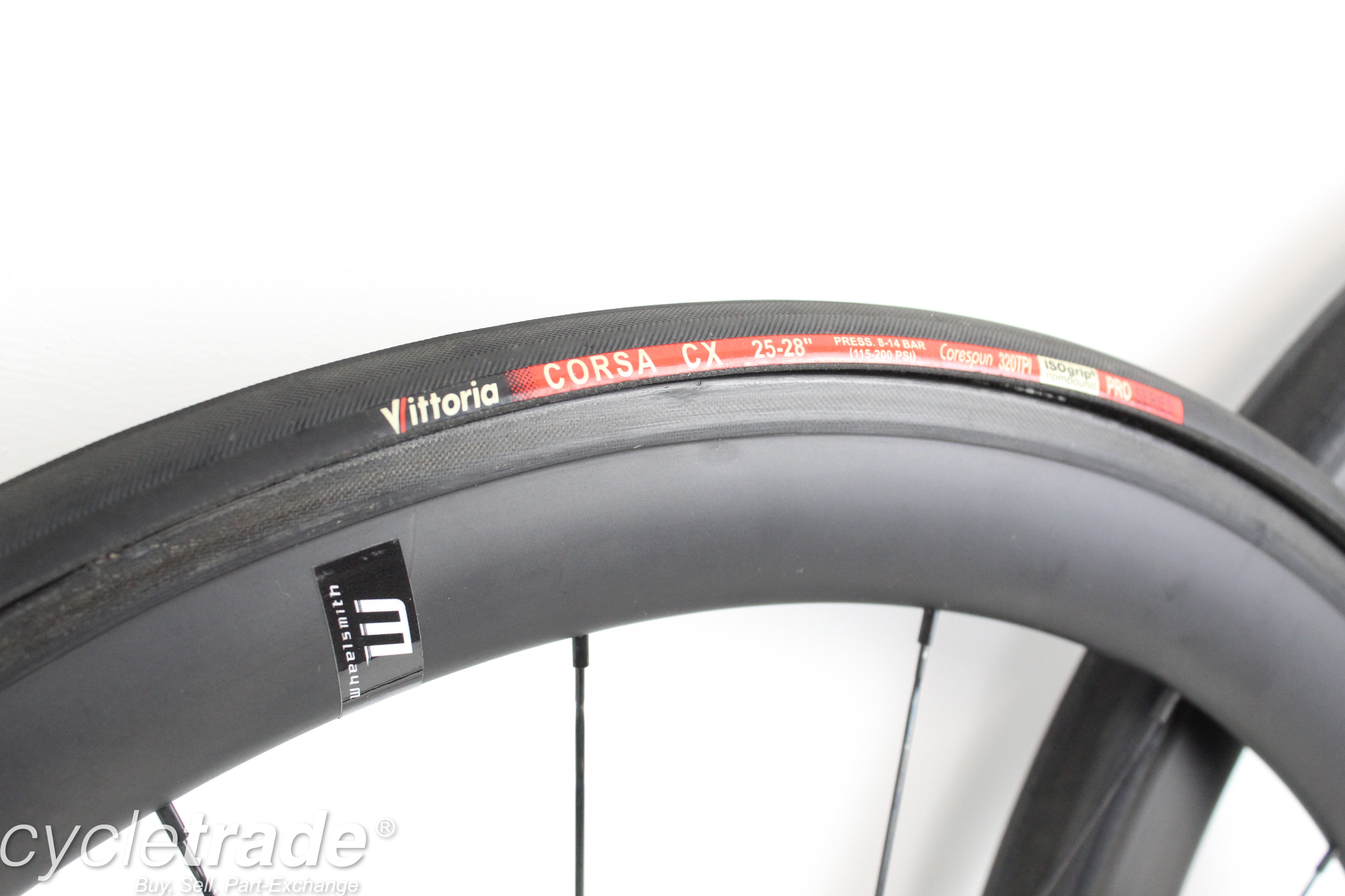 700c Tubular Carbon Wheelset- Wheelsmith Handbuilt 50mm 11 Speed QR - Near Mint