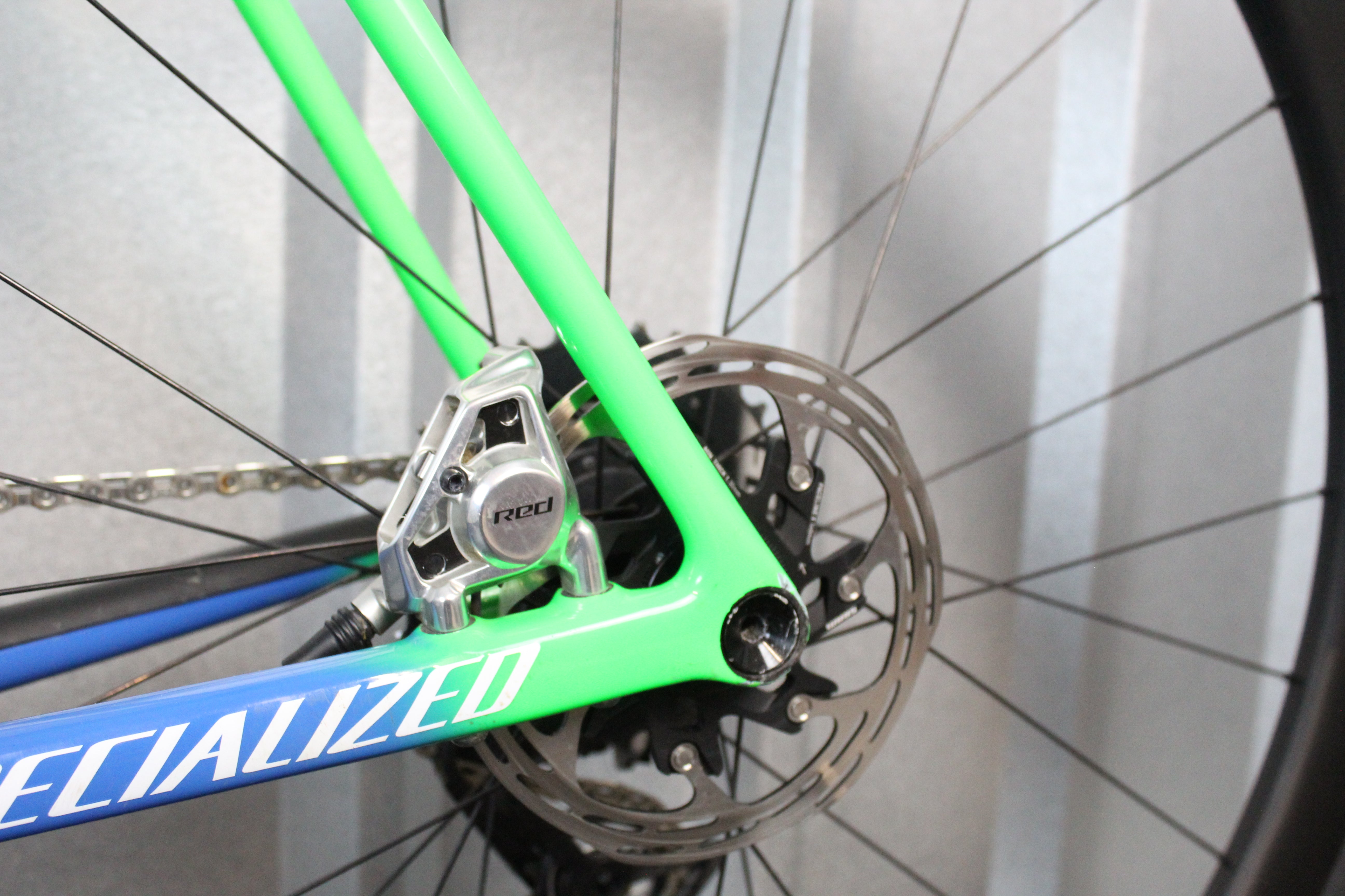 2025 S-Works Crux Team SRAM Red E1 Gravel Bike Blue/Green (Size 58cm) - Lightly Used