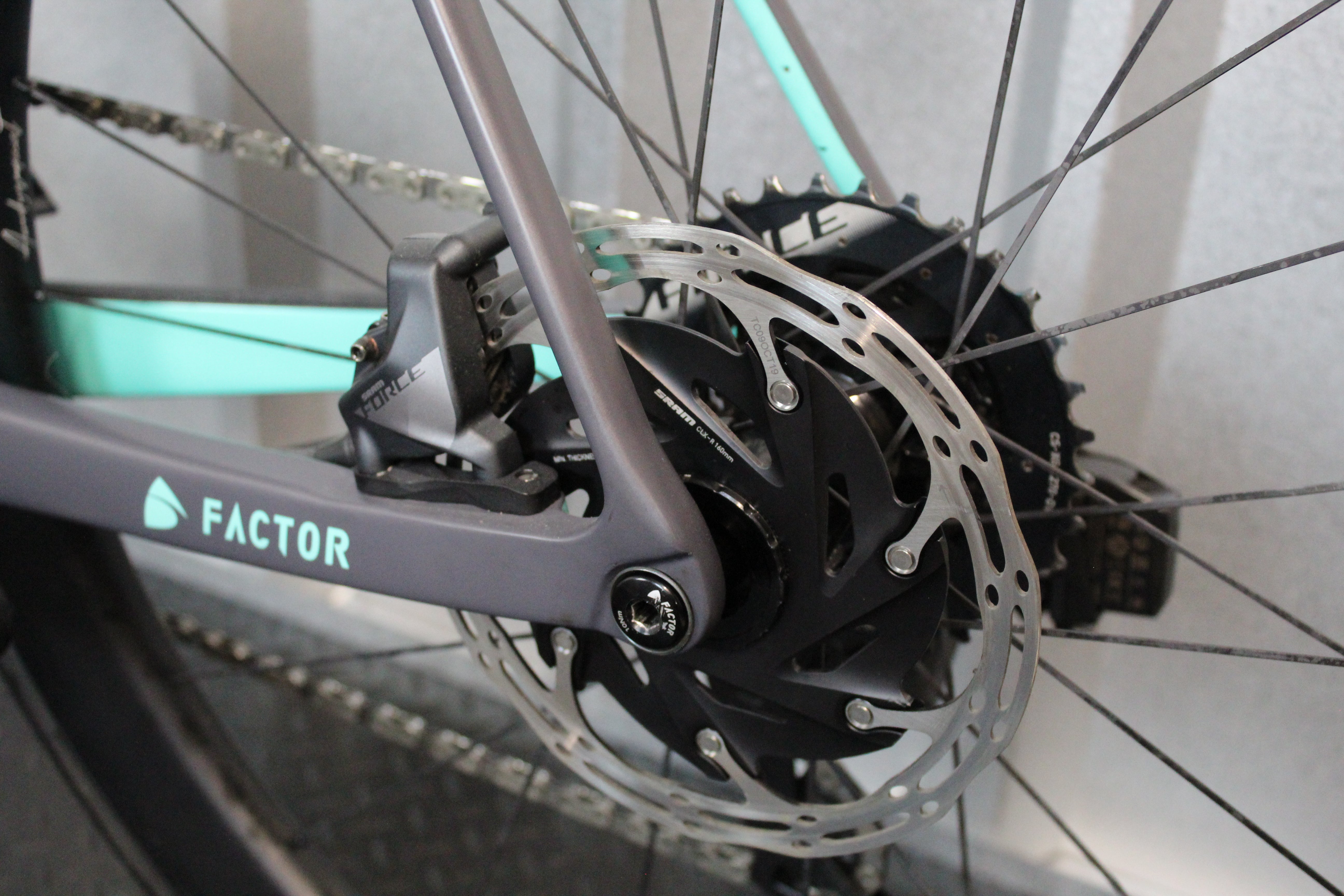 2023 Factor O2 SRAM Force AXS Road Bike Grey, Baby Blue, Size 58cm – Near Mint