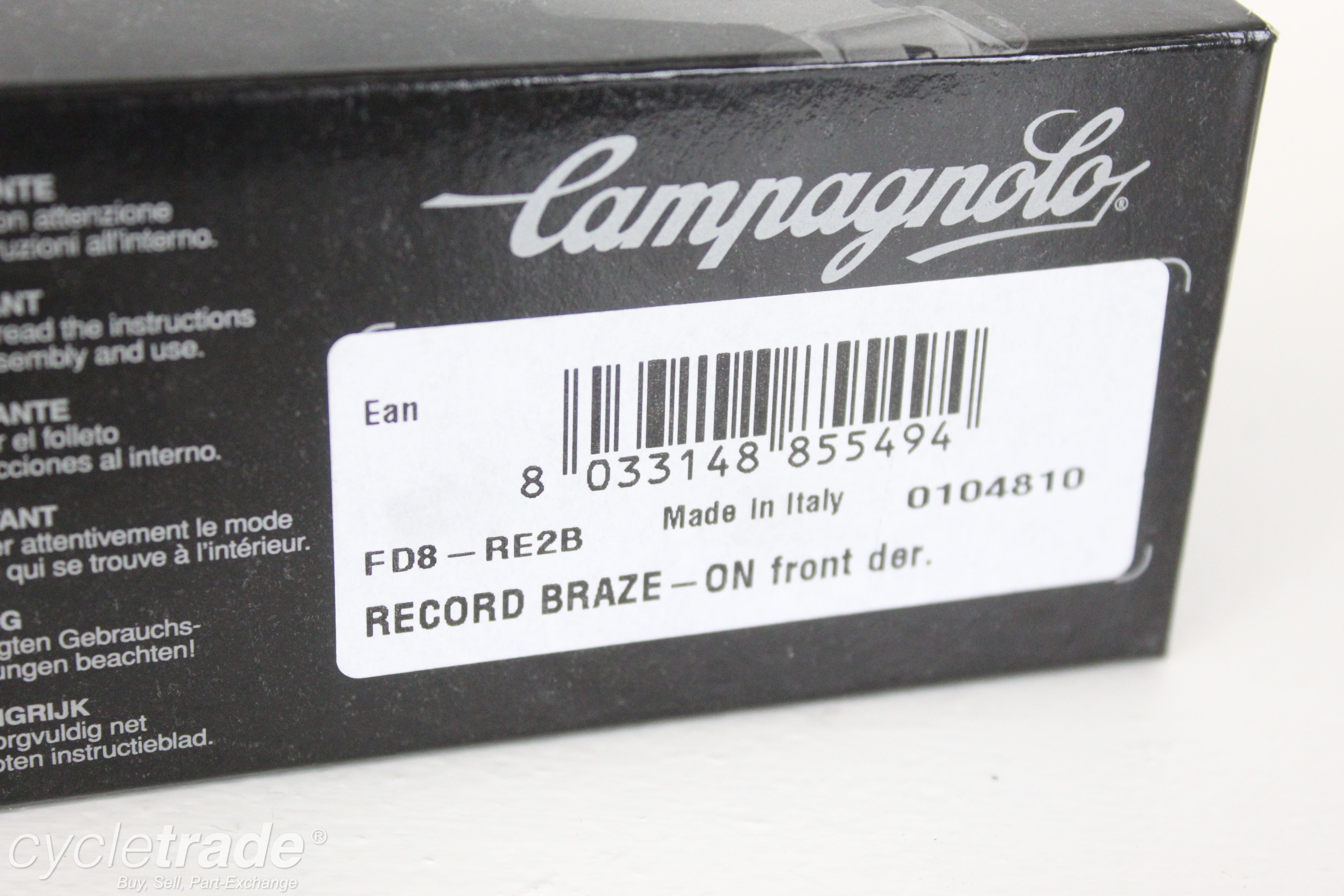 Front Derailleur- Campagnolo Record Braze On FD8-RE2B 10 Speed- New! Rare