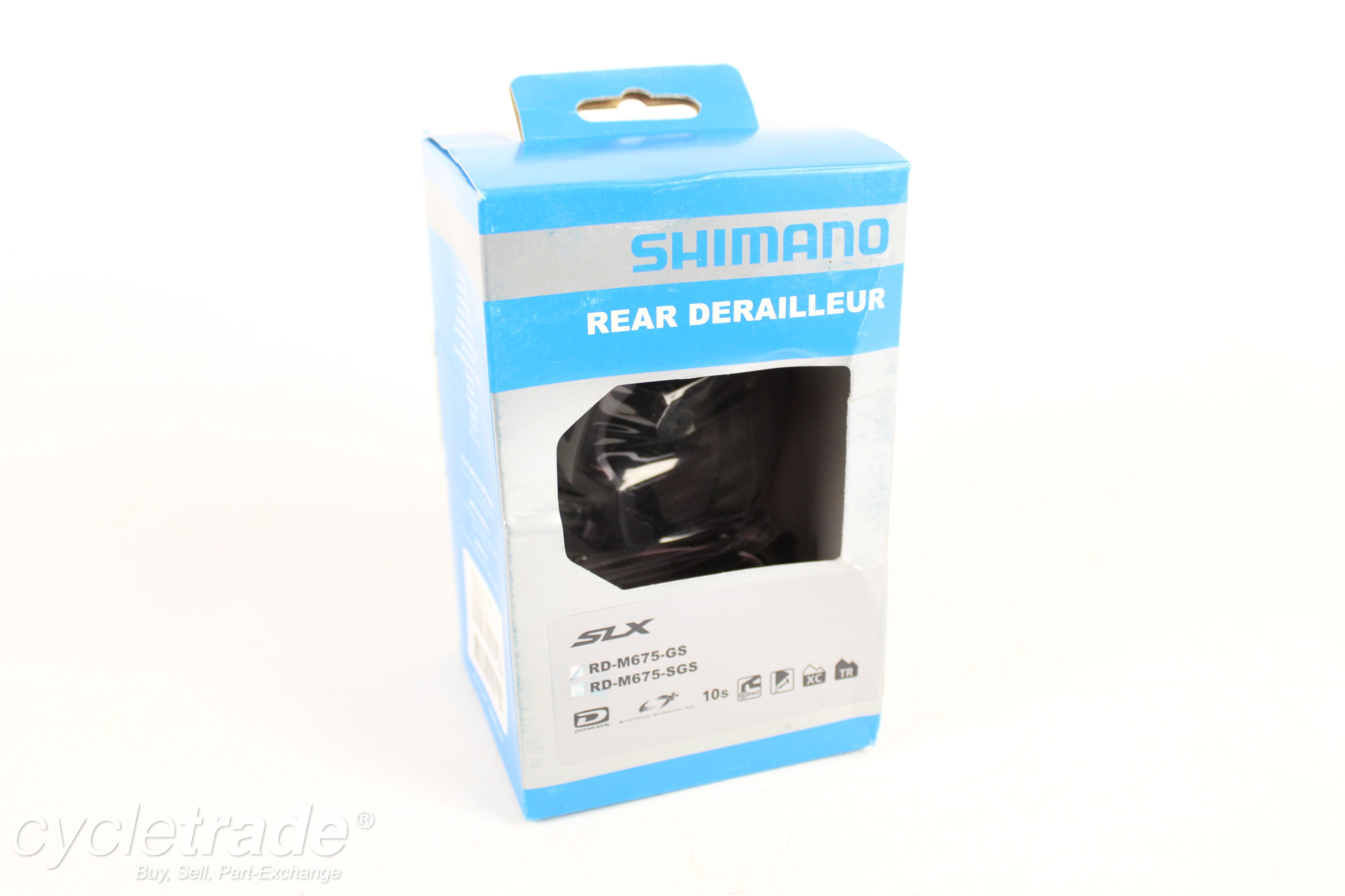 Rear Derailleur - Shimano SLX, RD-M675-GS, 10 Speed - Grade A+ (New)