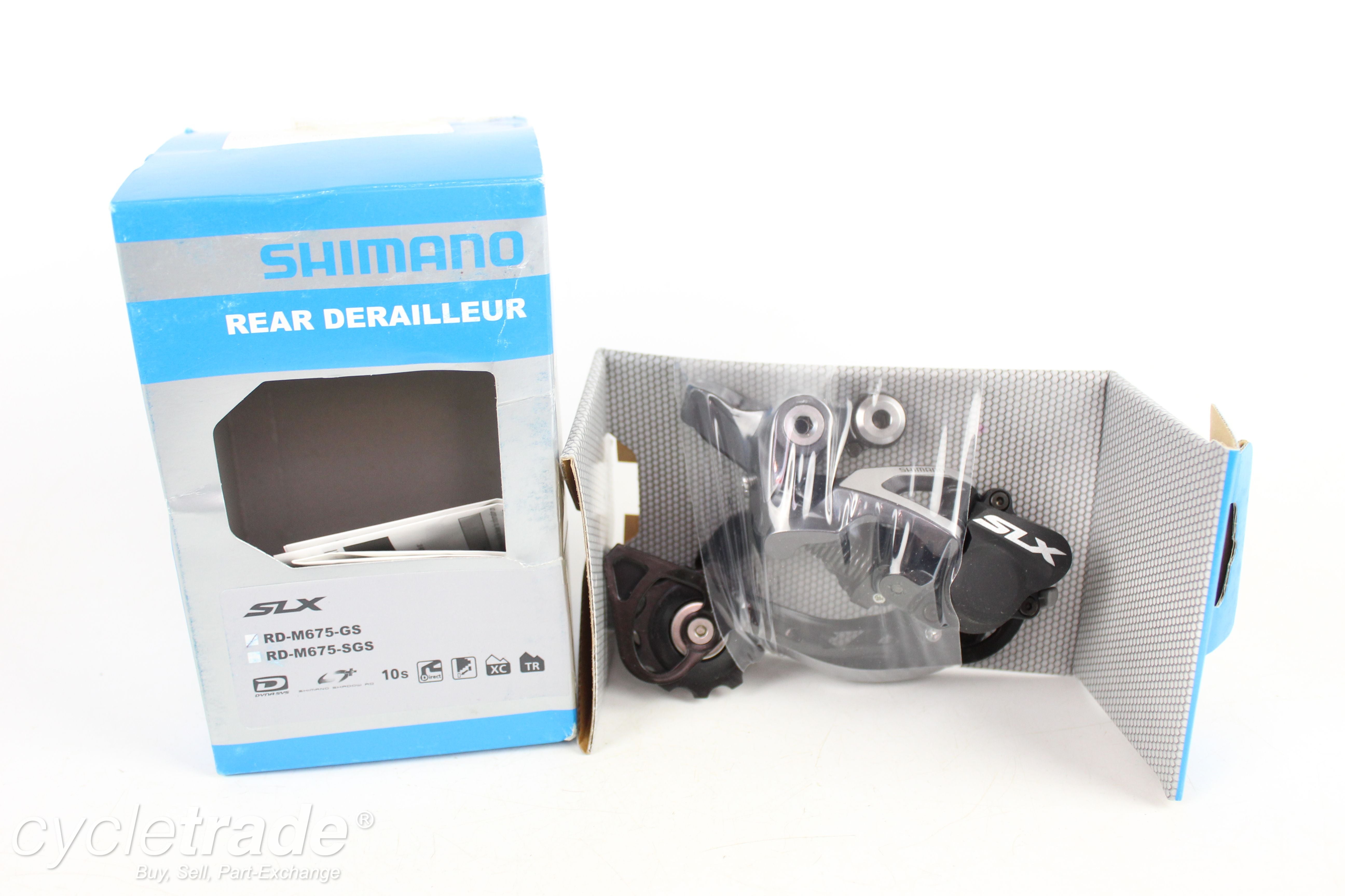 Rear Derailleur - Shimano SLX, RD-M675-GS, 10 Speed - Grade A+ (New)