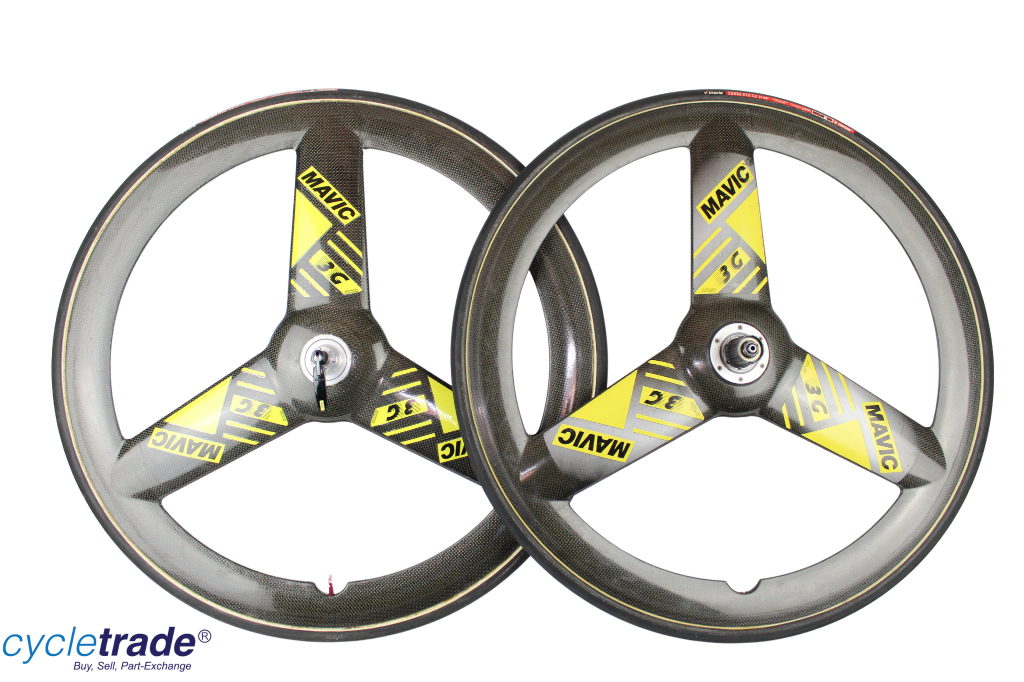 Rare Mavic 3G TT Tri Spoke Tubular Wheelset Shimano 700c
